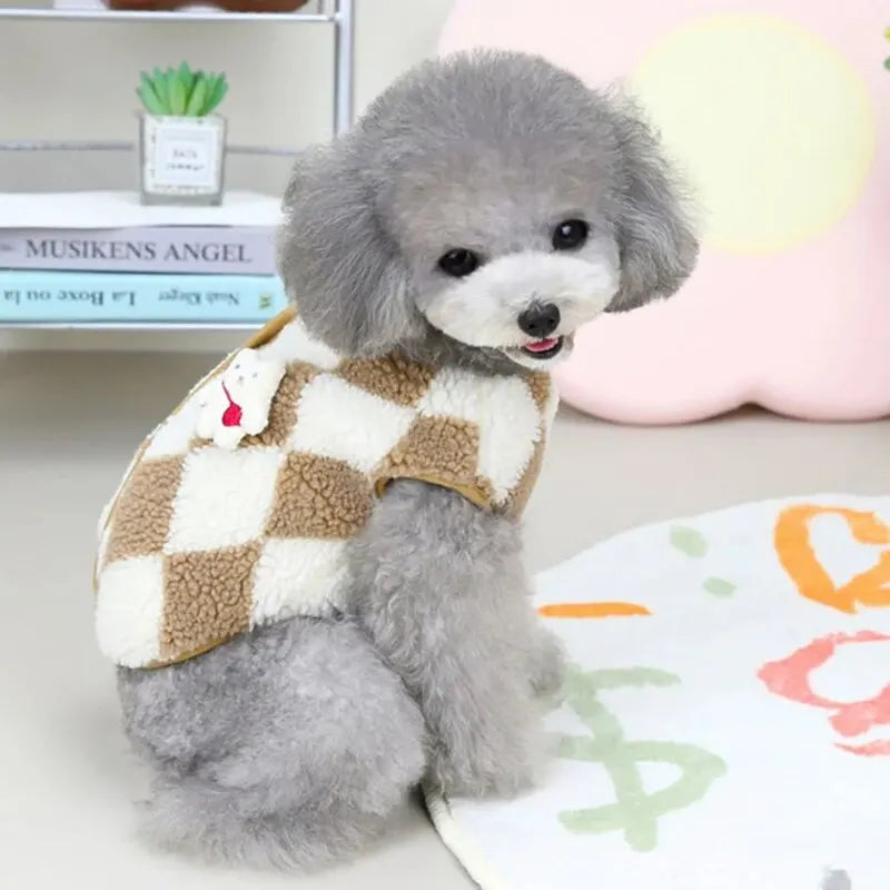 1pc Pet Dog Clothes Soft Warm Fleece Dogs Jumpsuits Plaid Pet Clothing for Small Dogs Puppy Cats Costume Coats