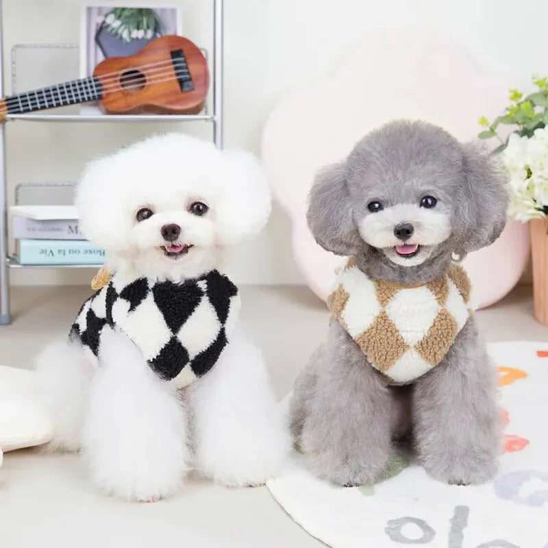 1pc Pet Dog Clothes Soft Warm Fleece Dogs Jumpsuits Plaid Pet Clothing for Small Dogs Puppy Cats Costume Coats
